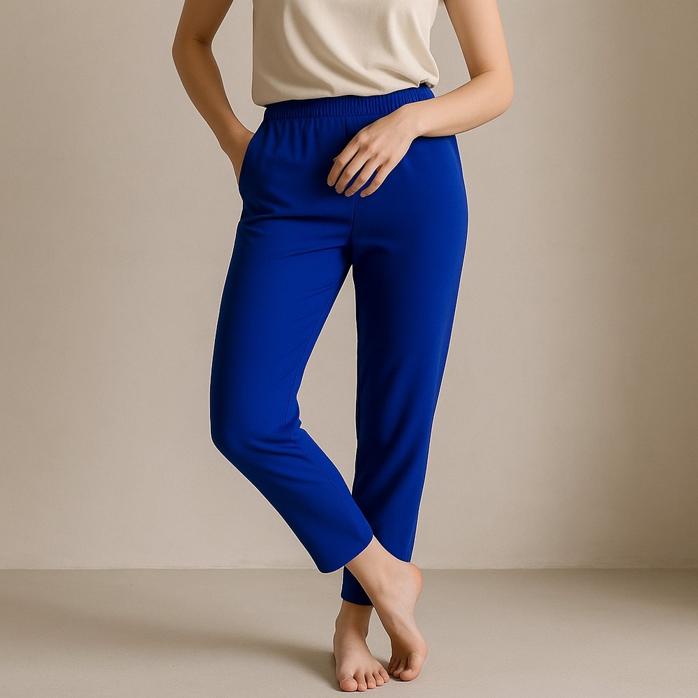 St John Royal Blue Elastic Waist Dress Pants Size Small